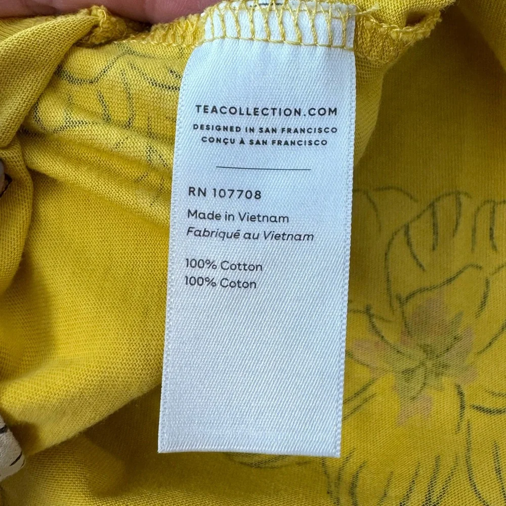Tea Dress Girls’ 10 Yellow Floral White Flowers 3/4 Sleeves Midi Dress